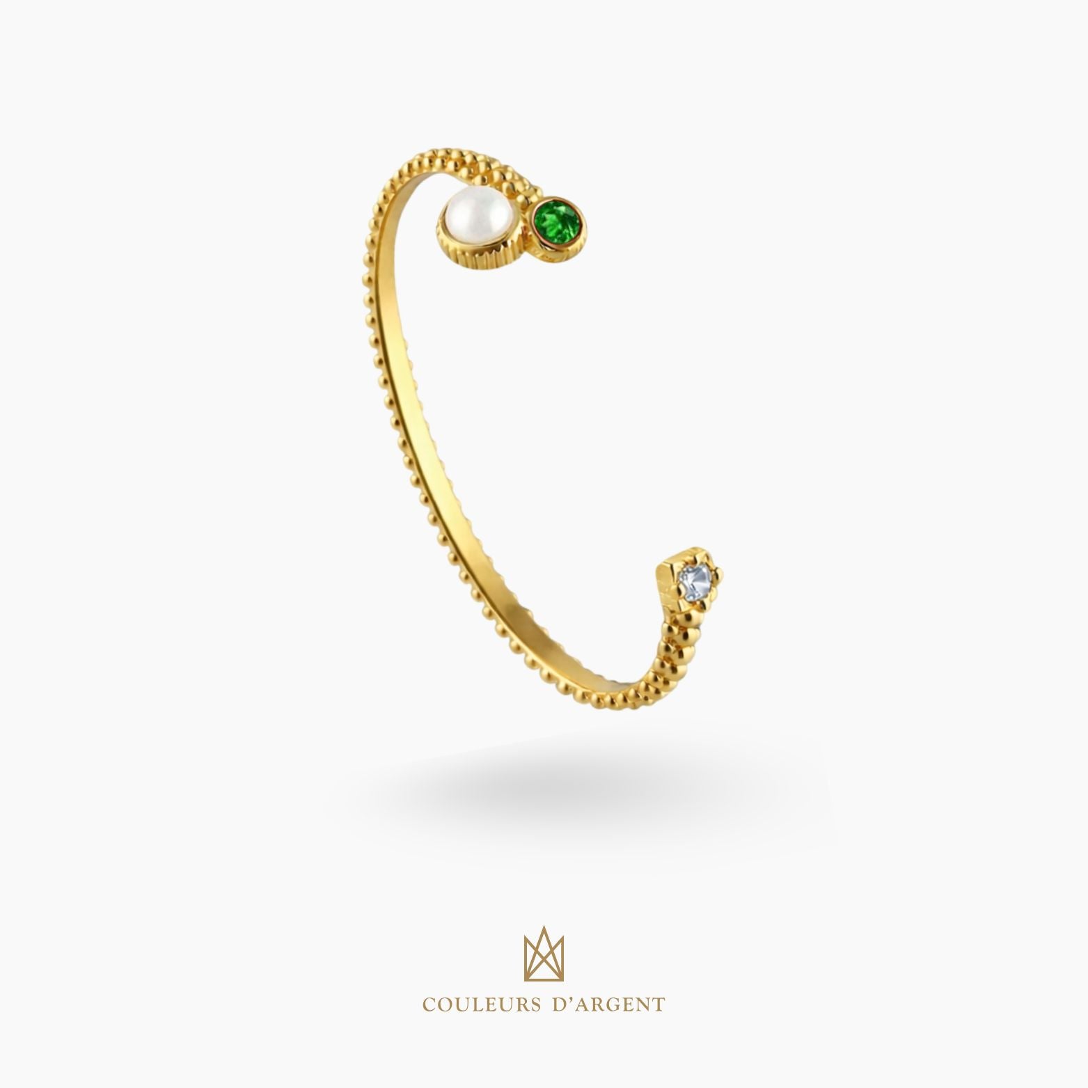 pulseira em prata 925 com pedra natural ou sintética, fotografado em fundo branco – Couleurs d’Argent - Portugal