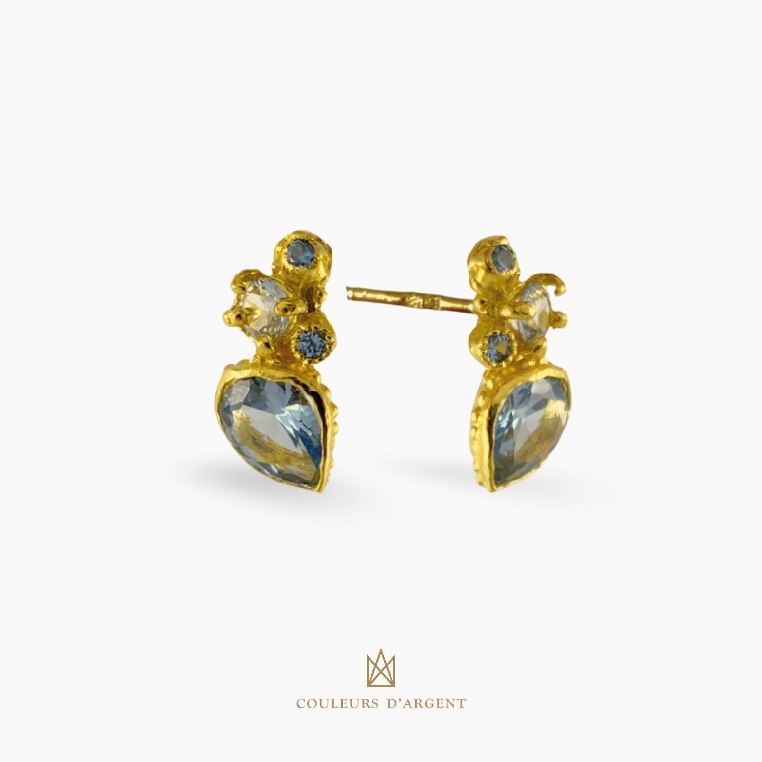 brinco em prata 925 com pedra natural, fotografado em fundo branco – Couleurs d’Argent
