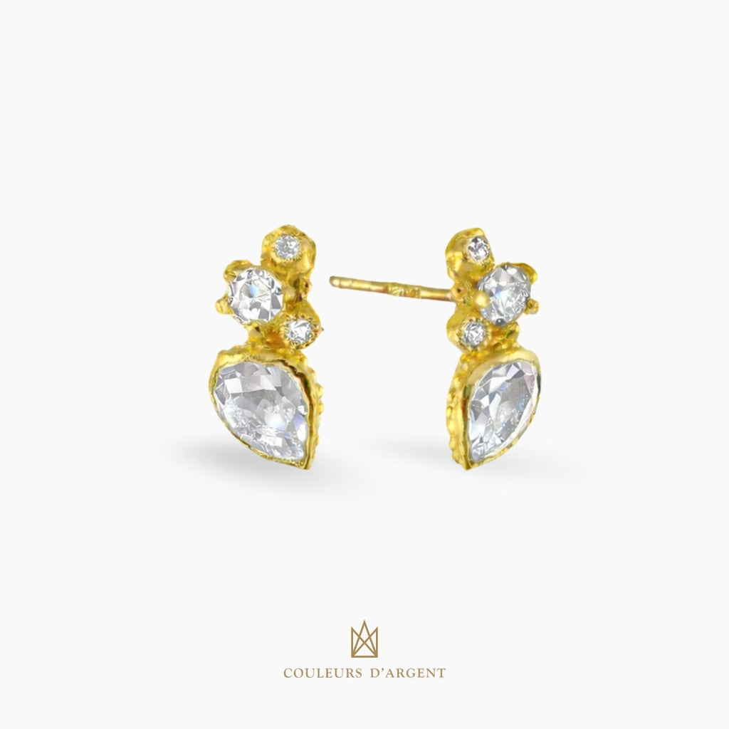 brinco em prata 925 com pedra natural, fotografado em fundo branco – Couleurs d’Argent