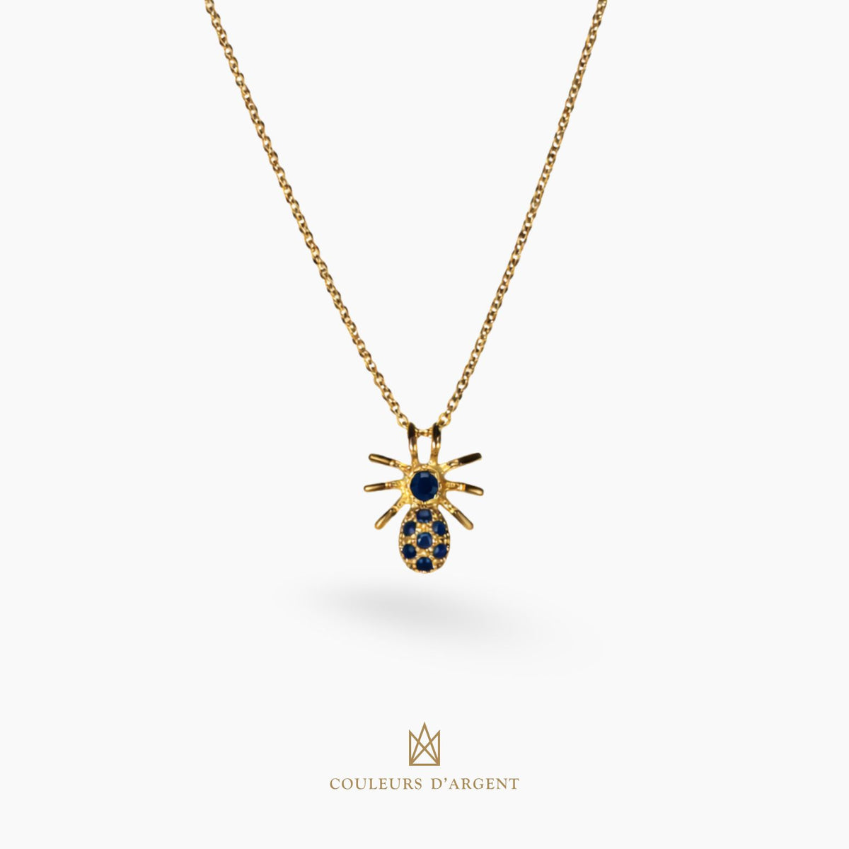 colar em prata 925 com pedra natural ou sintética, fotografado em fundo branco – Couleurs d’Argent