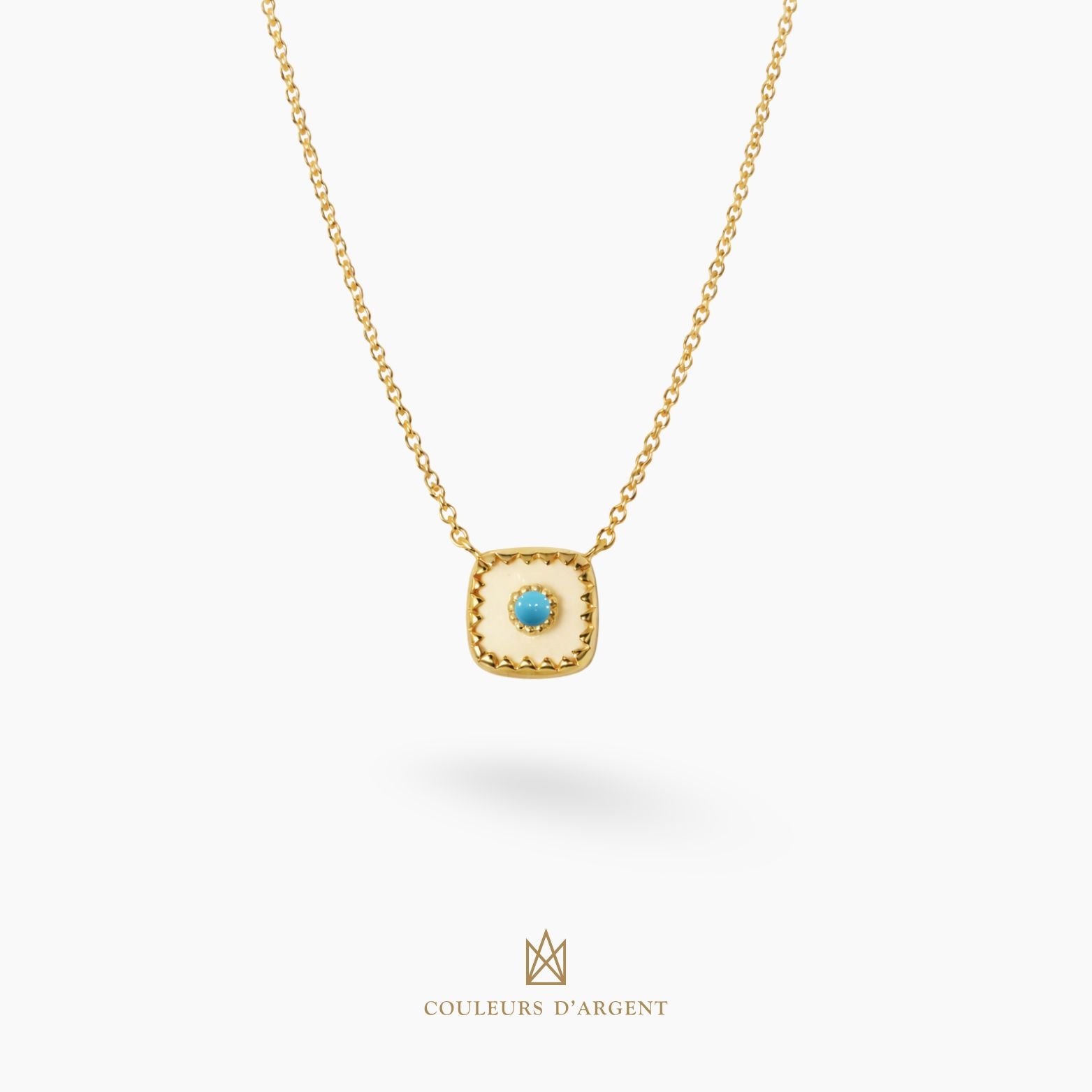 colar em prata 925 com pedra natural ou sintética, fotografado em fundo branco – Couleurs d’Argent