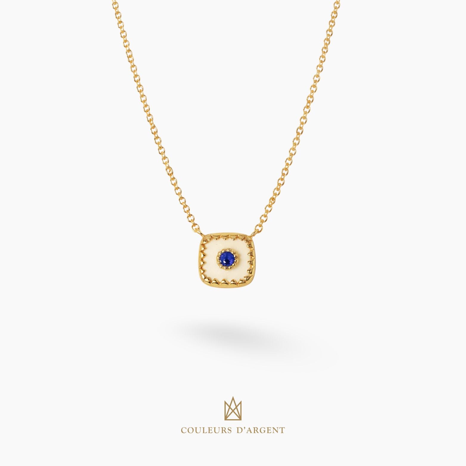 colar em prata 925 com pedra natural ou sintética, fotografado em fundo branco – Couleurs d’Argent
