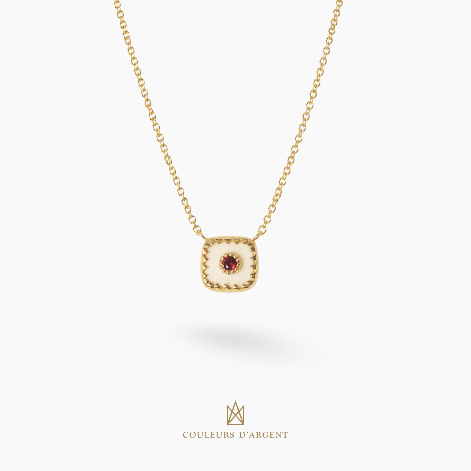 colar em prata 925 com pedra natural ou sintética, fotografado em fundo branco – Couleurs d’Argent