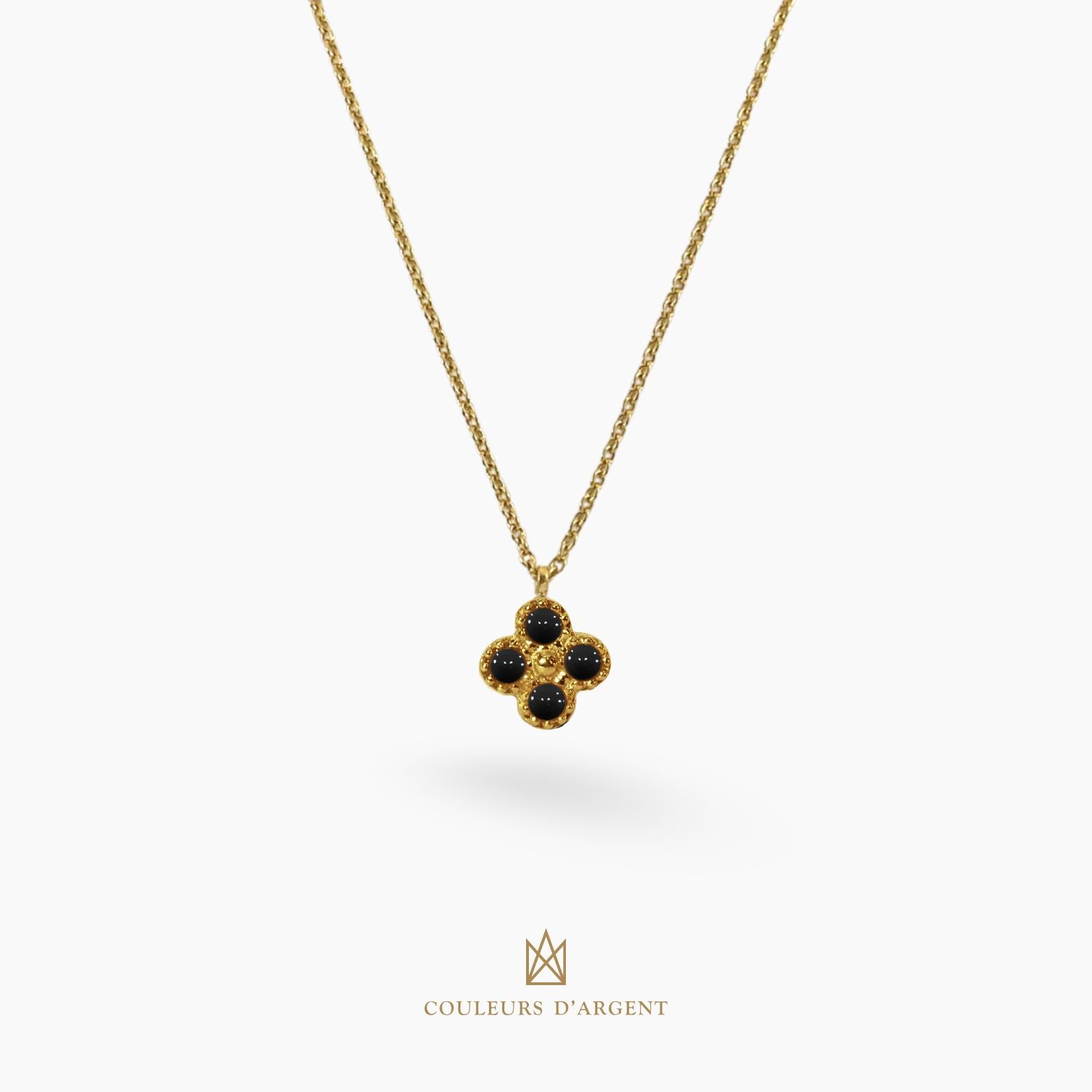 colar em prata 925 com pedra natural ou sintética, fotografado em fundo branco – Couleurs d’Argent