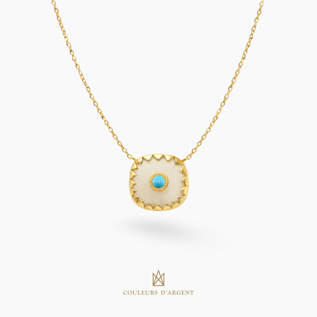 colar em prata 925 com pedra natural ou sintética, fotografado em fundo branco – Couleurs d’Argent