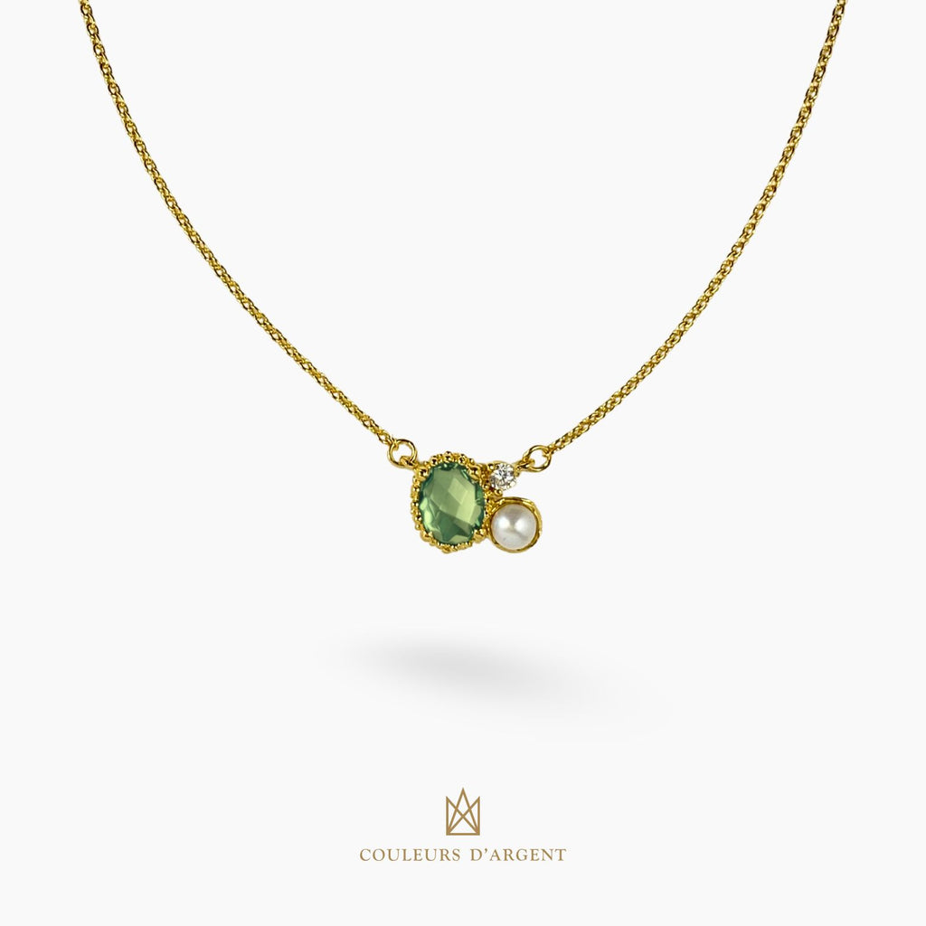 colar em prata 925 com pedra natural ou sintética, fotografado em fundo branco – Couleurs d’Argent