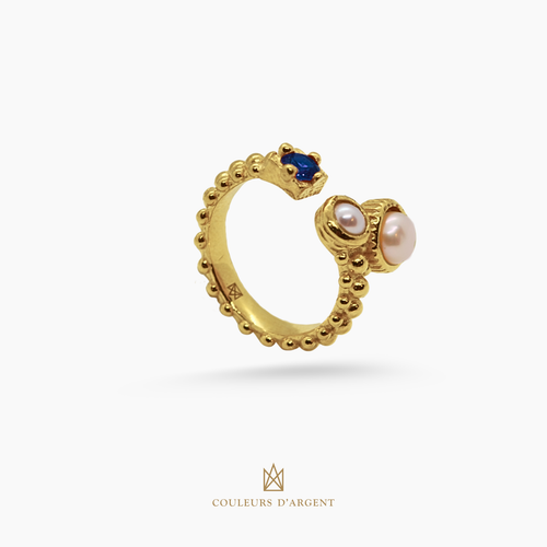 anel dourado de prata 925 com pedra natural ou sintética, plaqueado e banhado a ouro 18k e fotografado em fundo branco – Couleurs d’Argent
